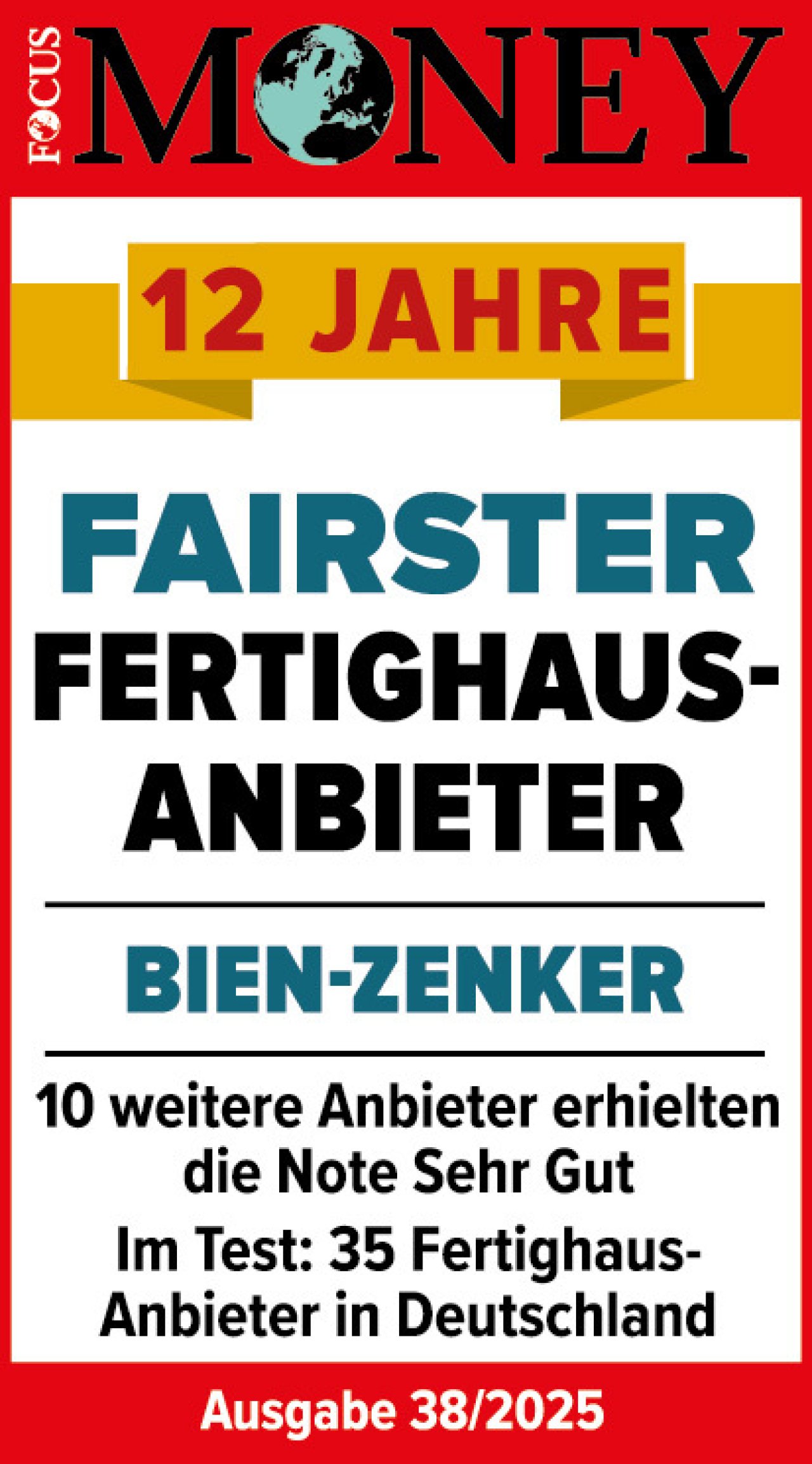 Siegel FOMO Fertighausanbieter-Jubiläum  BIEN-ZENKER